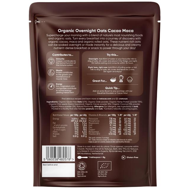 Naturya Organic Overnight Breakfast Oats Cacao Maca   300g