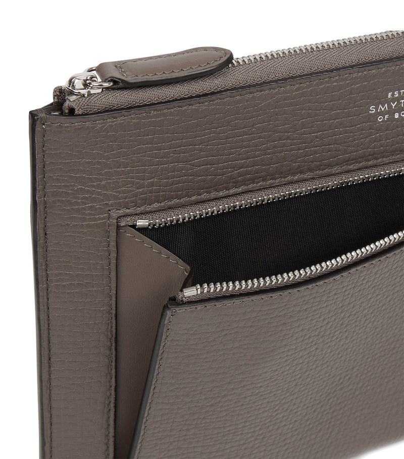Soft Leather Organizer Pouch with Multiple Pockets, 19cm x 26cm x 3cm