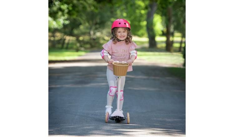 EVO Mini Cruiser 3 Wheel Scooter with Basket - Pink Pastel