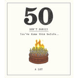 50 Don't Panic! Candles On Cake Birthday Card GOODS M&S   