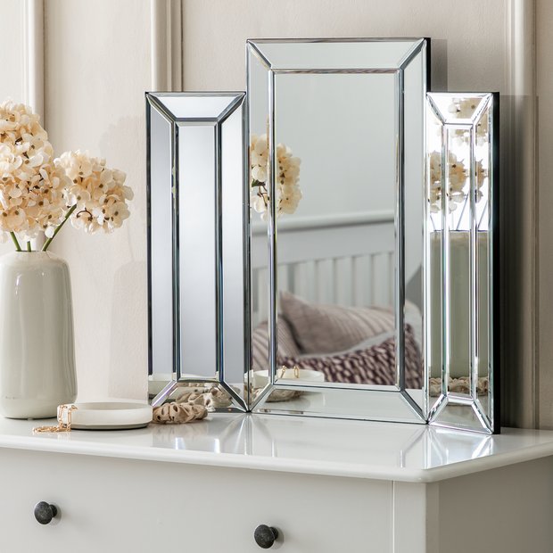 Habitat black folding bevelled dressing table mirror 50x56cm, imported from the UK