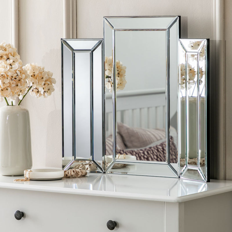 Habitat black folding bevelled dressing table mirror 50x56cm, imported from the UK