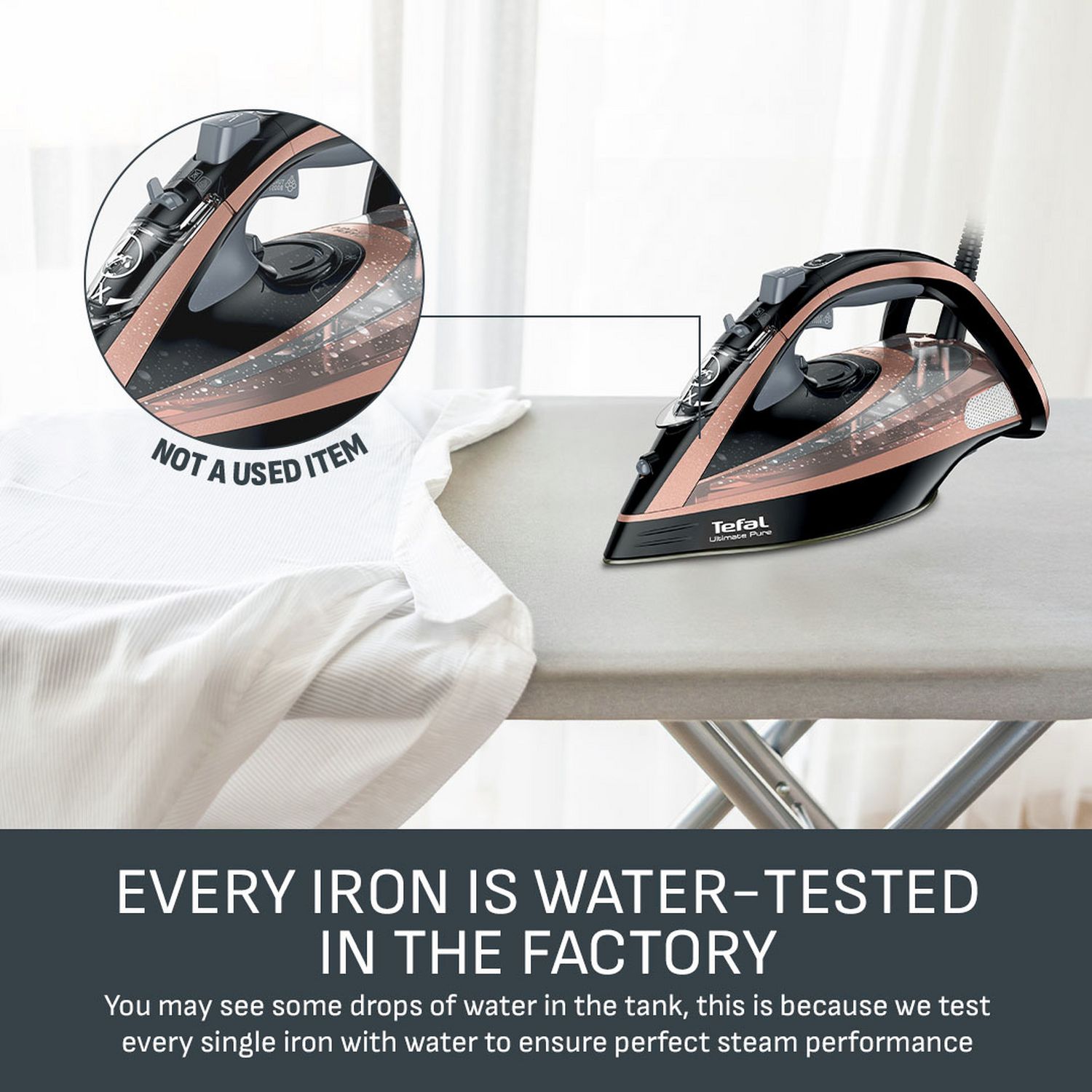 Tefal Ultimate Pure steam iron black rose gold, UK version