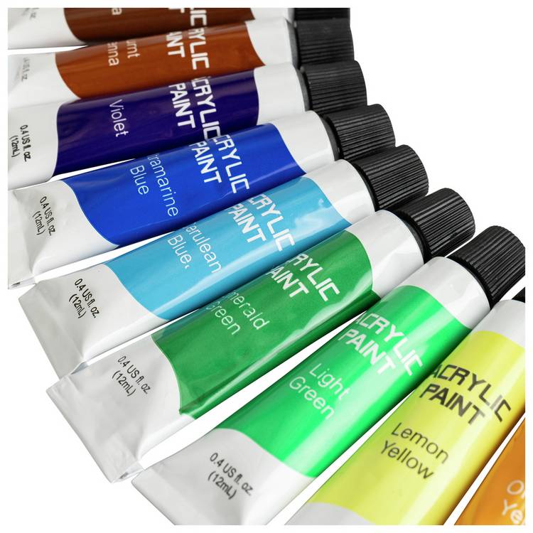 Argos acrylic paints pack of 12 multicoloured, imported from the UK