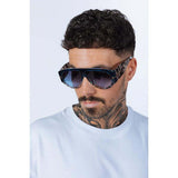 SVNX oversized rounded sunglasses blue black - British product