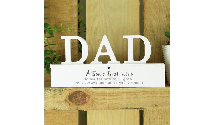 Personalised Message Son's First Hero Dad Wooden Ornament GOODS Argos