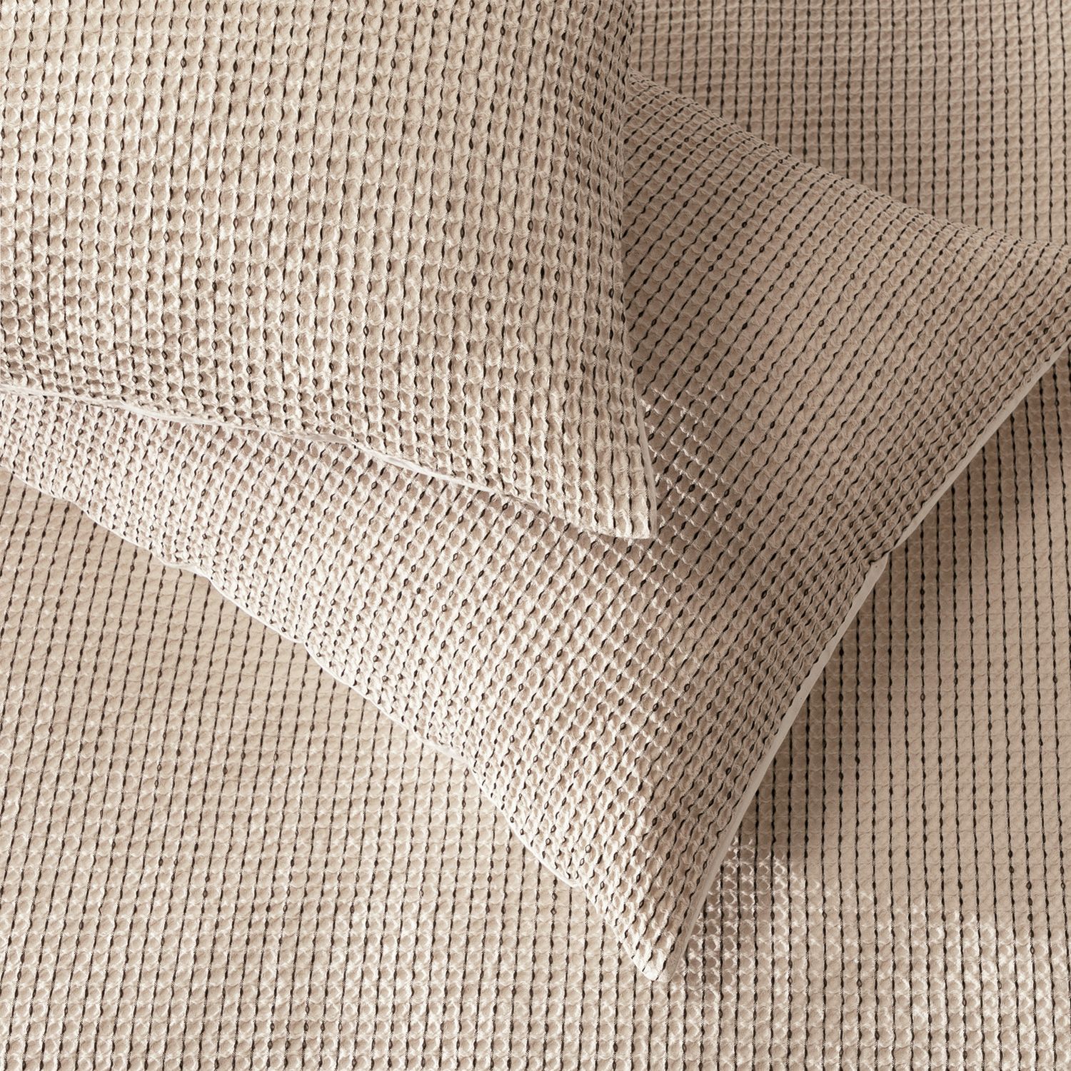 Habitat Cotton Contrast Waffle Beige Bedding Set - Superking
