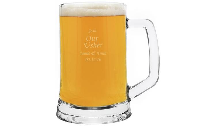 Personalised Message Engraved Pint Stern Tankard Glass GOODS Argos