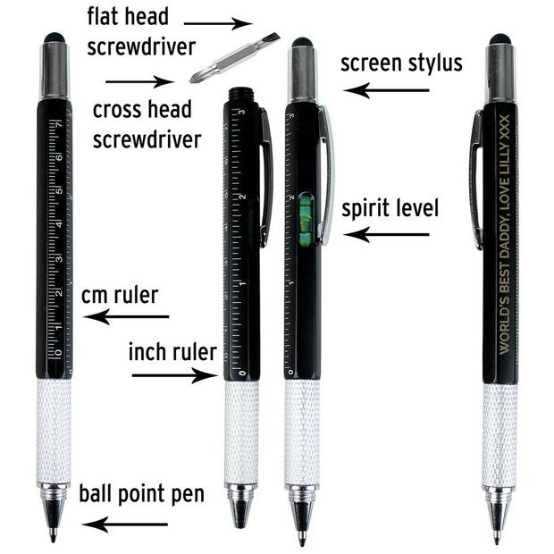 Personalised black multi tool pen imported from the UK