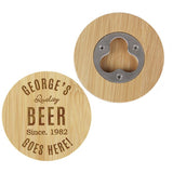 Personalised bamboo coaster with bottle opener (British brand)