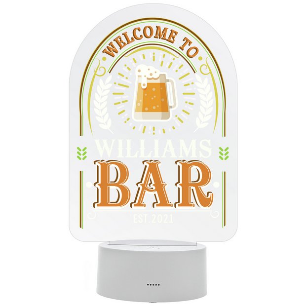 Personalised bar LED night light welcome message 23cm - British product