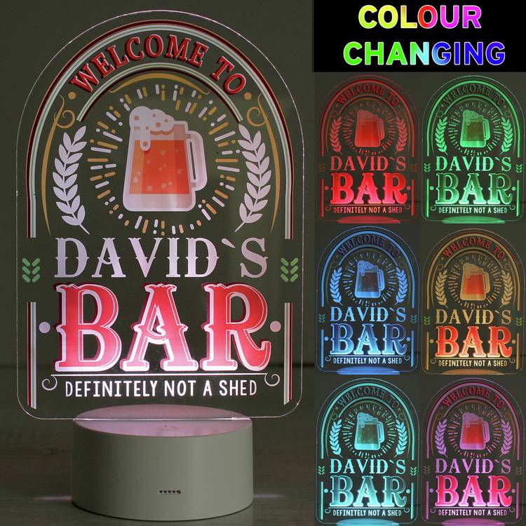 Personalised bar LED night light welcome message 23cm - British product