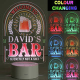 Personalised bar LED night light welcome message 23cm - British product