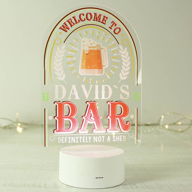 Personalised bar LED night light welcome message 23cm - British product