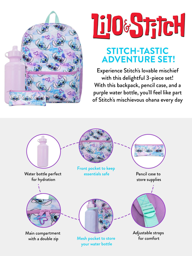 Stitch 3 piece schoolbag set tie-dye - British product