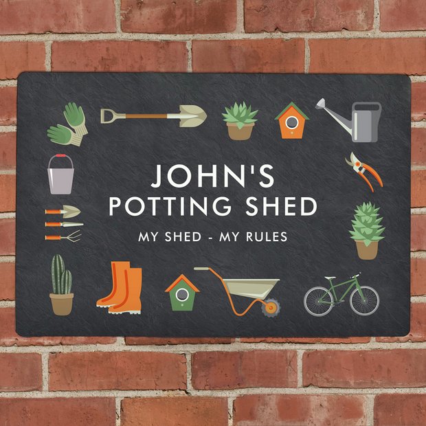 Personalised gardening metal sign custom text UK version