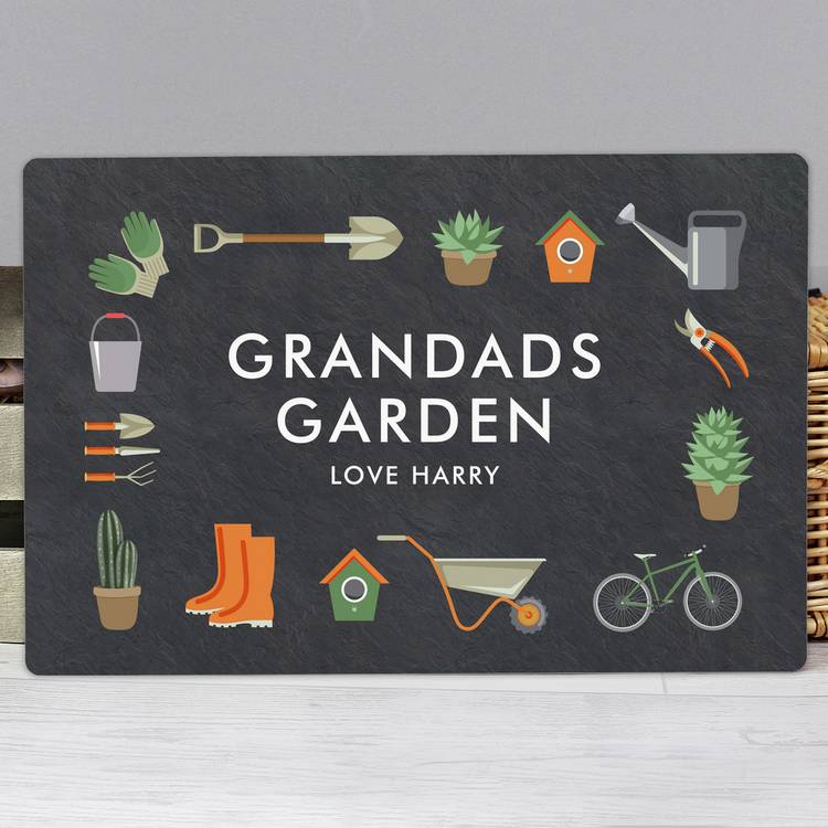 Personalised gardening metal sign custom text UK version