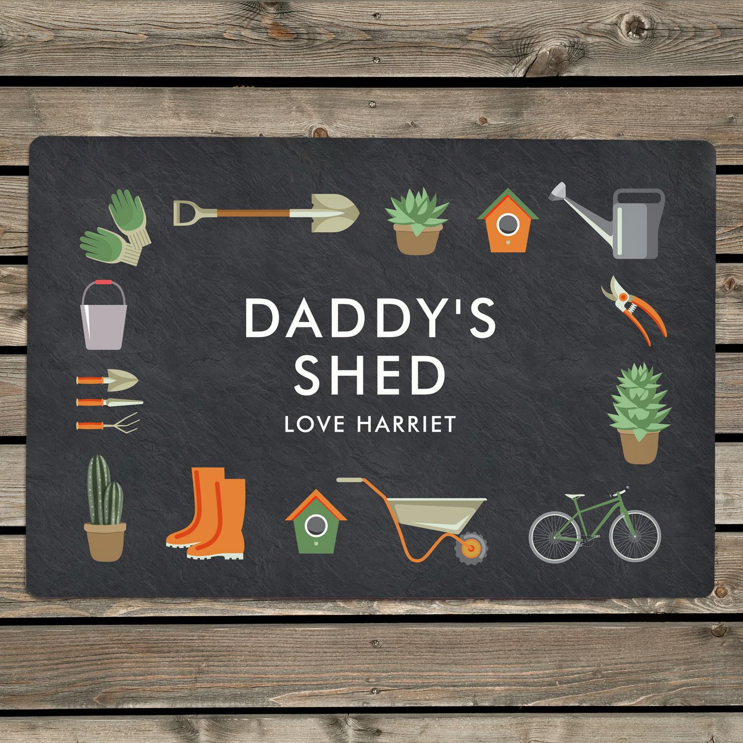 Personalised gardening metal sign custom text UK version