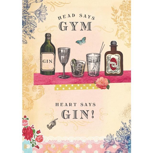 Head Says Gym Heart Says Gin Blank Card GOODS M&S   