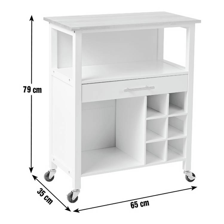 Argos Home kitchen trolley white with wine rack - British product