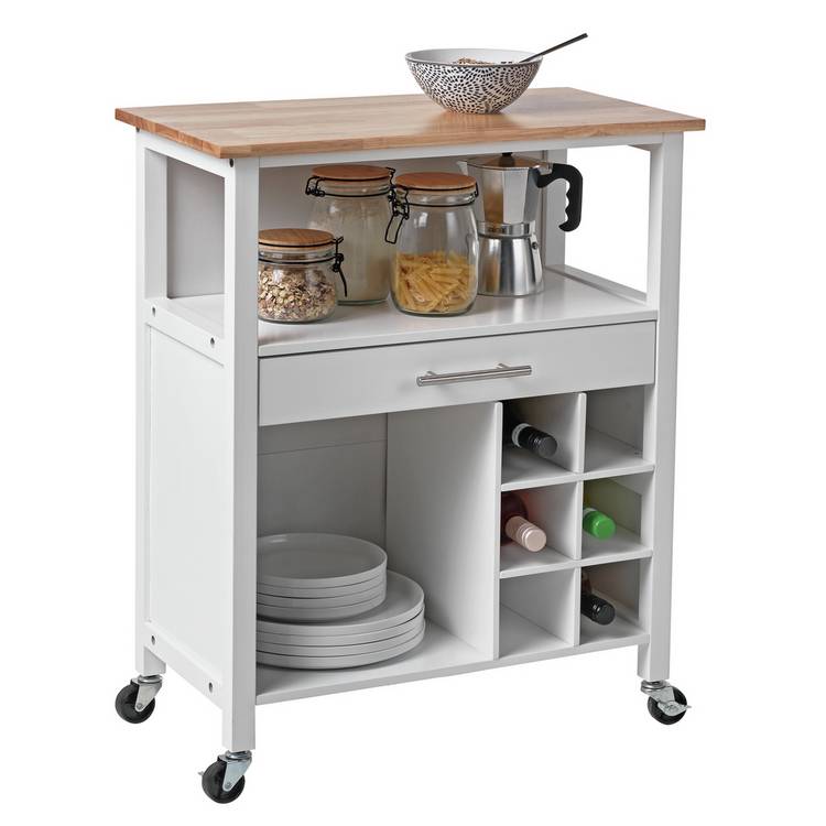 Argos Home kitchen trolley white with wine rack - British product