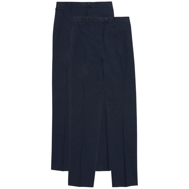 M&S Girls 2pk Skinny Leg Trousers 3-14Y Navy