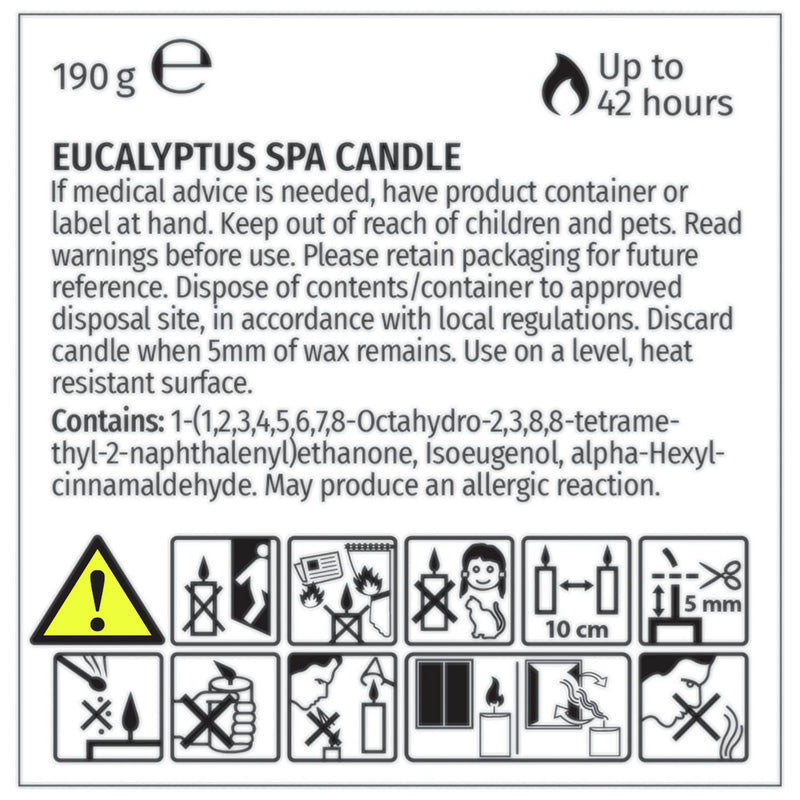 Wax Lyrical candle Eucalyptus Spa, imported from the UK