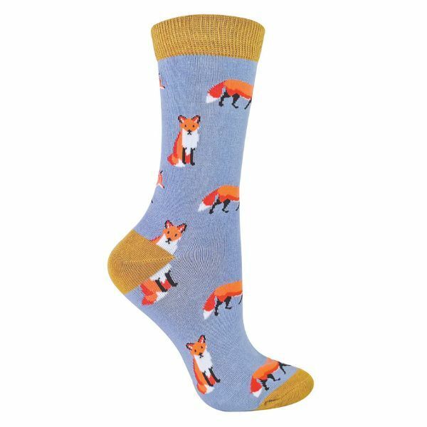 Miss Sparrow Ladies Animal Design Bamboo Socks 4-7 UK GOODS Superdrug Fox (Blue)  