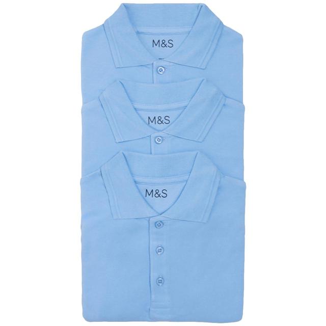 M&S Unisex 3Pk Polo Shirt 12-14Y