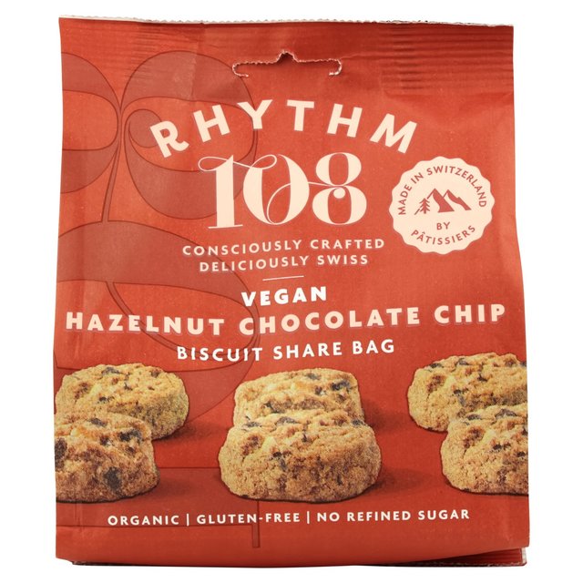 Rhythm 108 Swiss Vegan Hazelnut Chocolate Chip Share Bag   135g GOODS M&S   