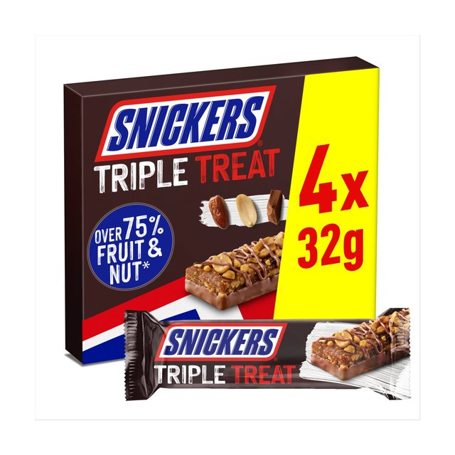 Snickers Triple Treat Fruit & Nut Milk Chocolate Snack Bars Multipack   128g GOODS M&S   