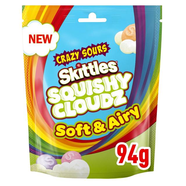 Skittles Squishy Cloudz Sour Sweets Fruit Flavoured  Sweets Pouch Bag   94g GOODS M&S   