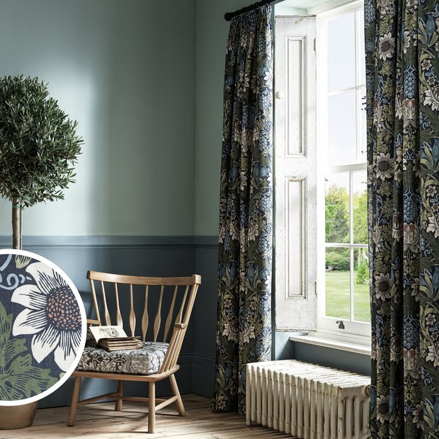 Habitat Morris & Co. sunflower curtains navy 117x137cm, UK version