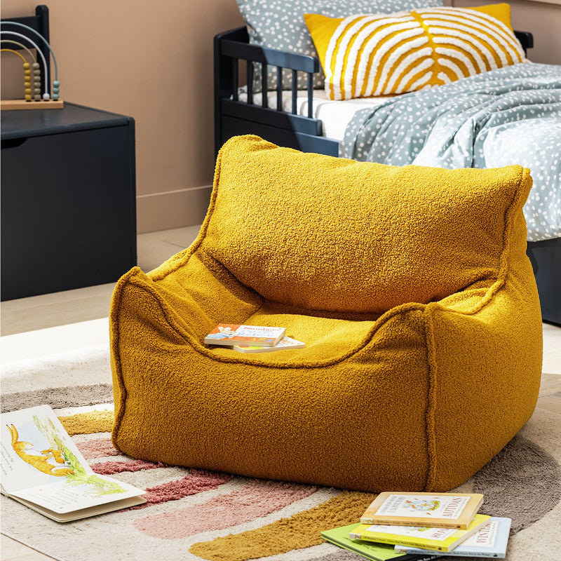 Kaikoo Kids Single Chair Boucle Bean Bag Off White Bean Bag Chair