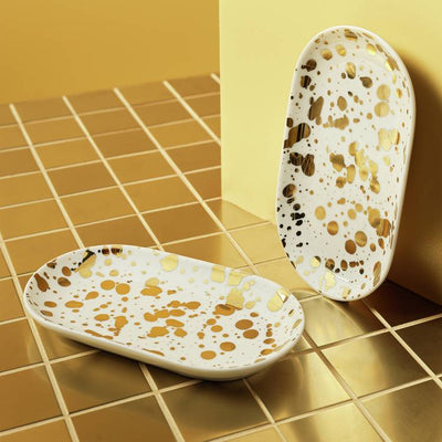 Argos Habitat Jackson Porcelain Cake Plates Set, 60 Gold Edit, 2 x 18 x 10cm- Buy online at McGrocer
