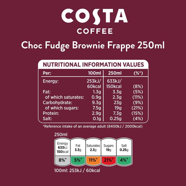 Costa Coffee Frappe Choc Fudge Brownie Iced Coffee   250ml GOODS M&S   