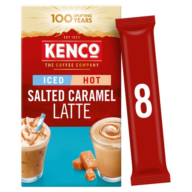 Kenco Salted Caramel Iced Hot Latte Instant Coffee 8 Sachets   8 per pack