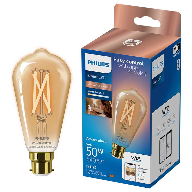 Philips smart LED filament bulb ST64 B22, imported from the UK