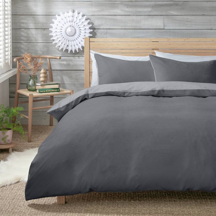 Habitat cord charcoal bedding set single - British product