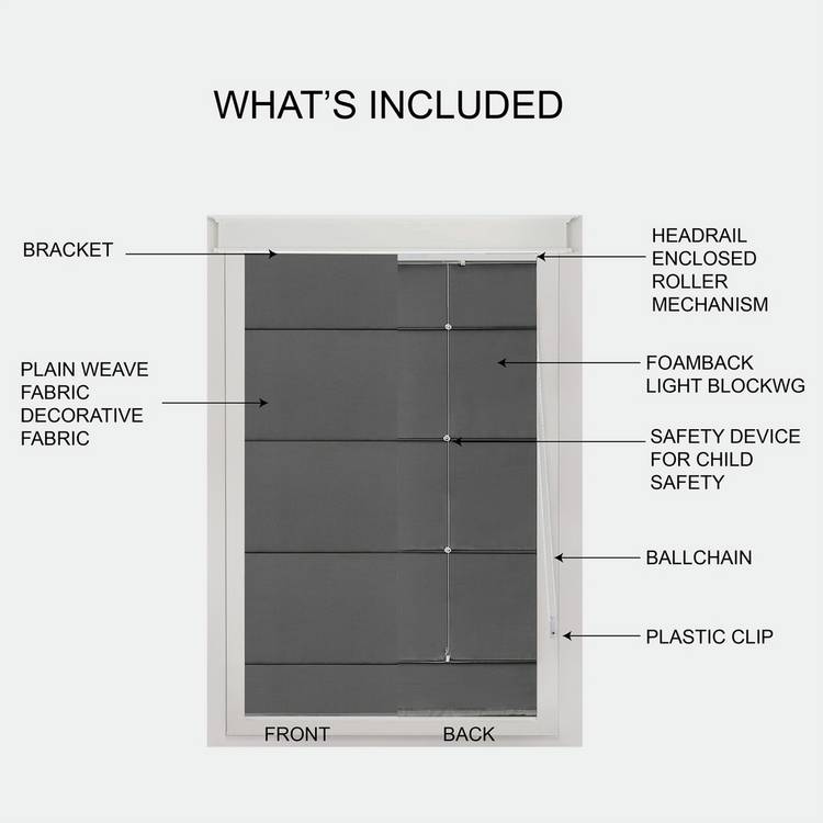 Little Black Book blackout roman blind 60cm - British product