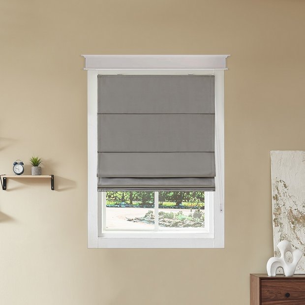 Little Black Book blackout roman blind dove grey 60cm, UK version