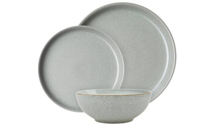 Denby Elements 12 Piece Stoneware Dinner Set - Light Grey GOODS Argos