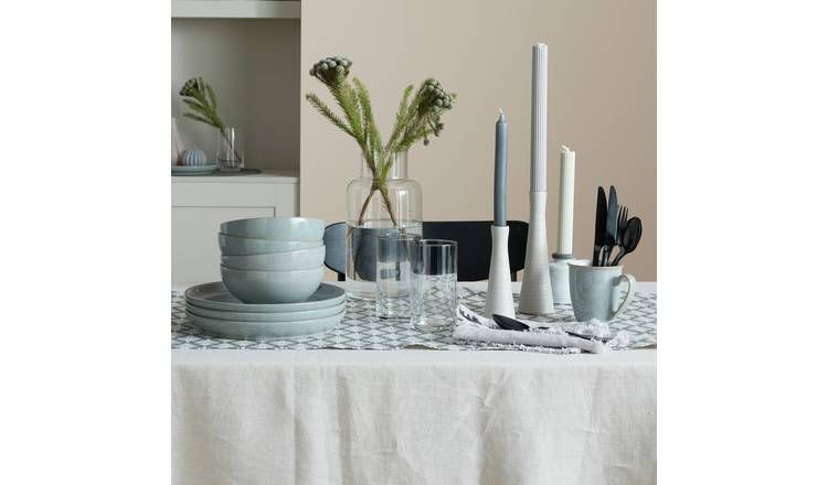 Denby Elements 12 Piece Stoneware Dinner Set - Light Grey