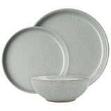 Denby 12 piece stoneware dinner set light grey - British product