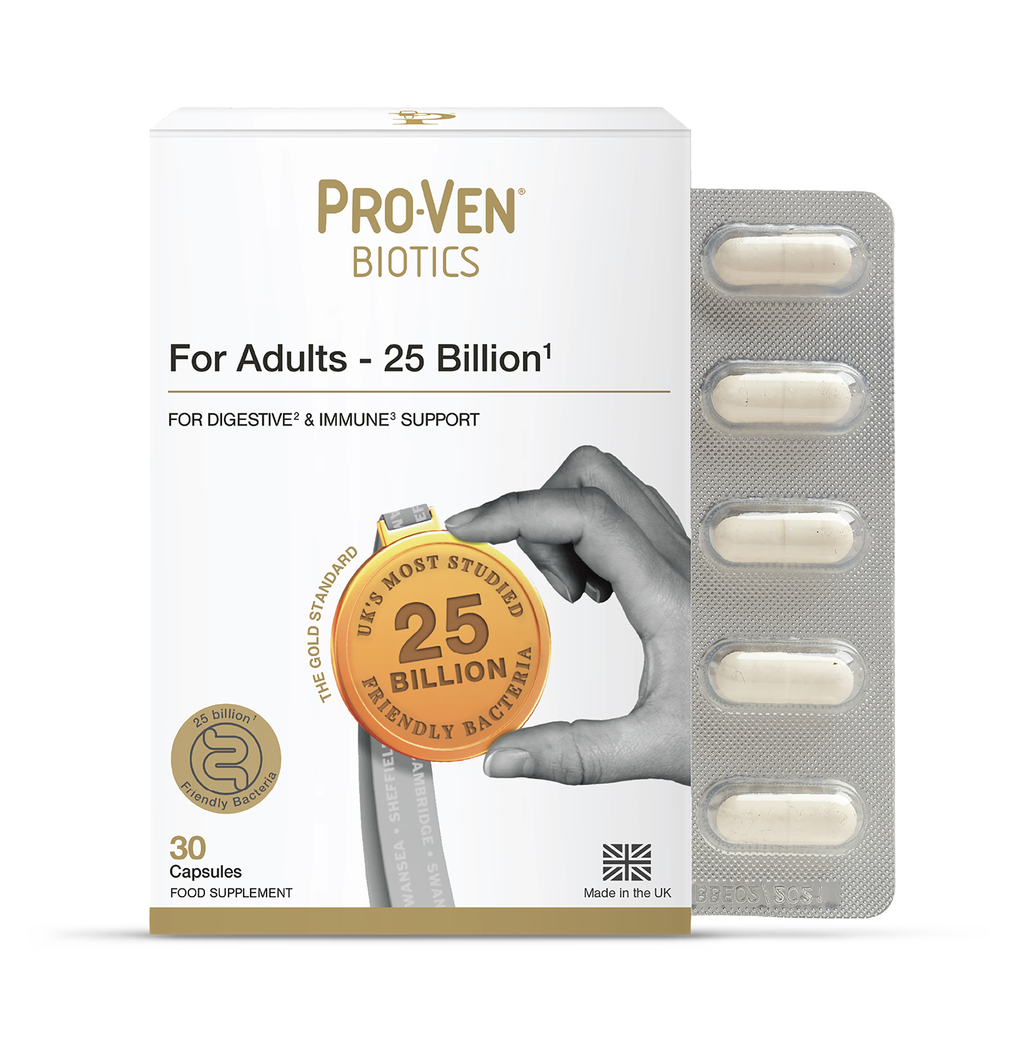 Pro-ven Biotics Adult Acidophilus & Bifidus 30 Capsules (British brand)