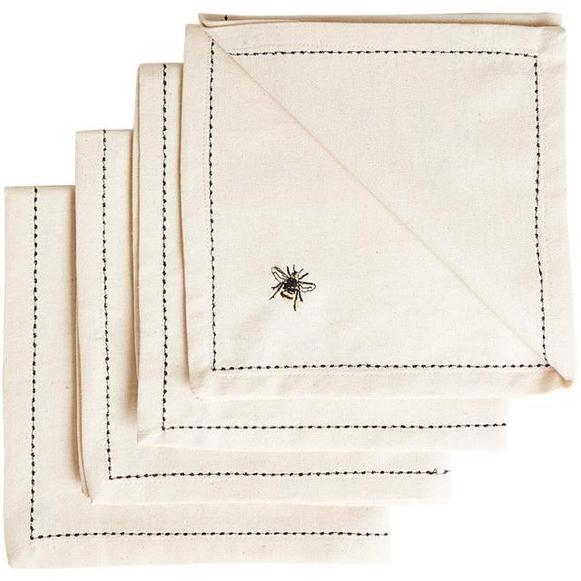 M&S Embroidered Bee Cotton Napkins   4 per pack