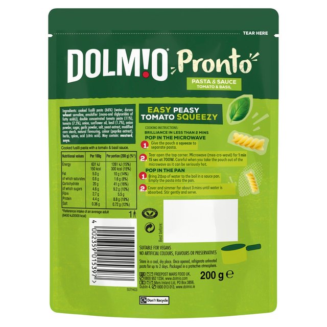 Dolmio Pasta Pronto Tomato & Basil Microwave Pasta   200g GOODS M&S   