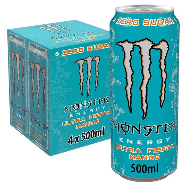 Monster Energy Drink Ultra Fiesta Mango Zero Sugar   4 x 500ml