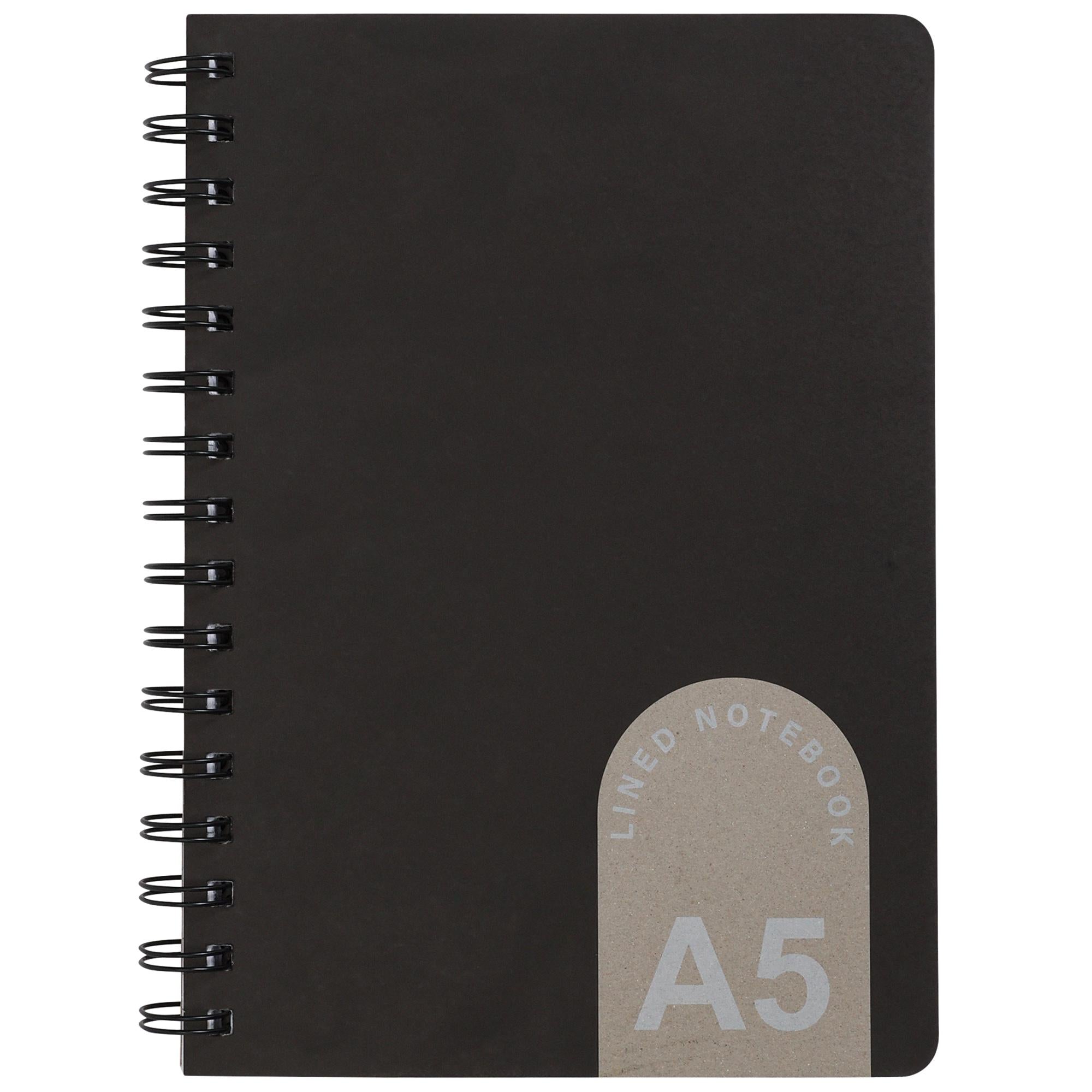 Sainsbury's Home Lined Spiralbound Notebook Black/White/Grey A5 GOODS Sainsburys   