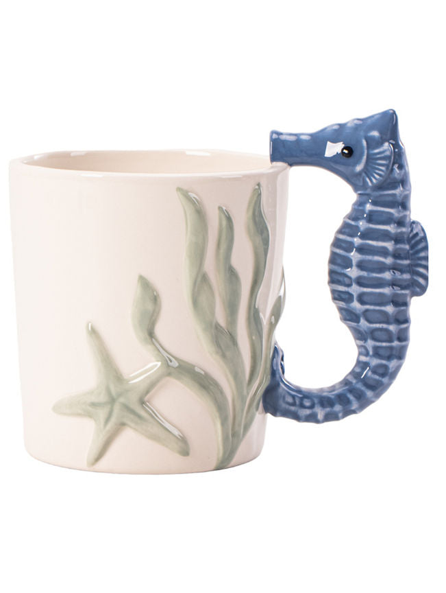 George Home White & Blue 3D Seahorse-Shaped Mug GOODS ASDA   